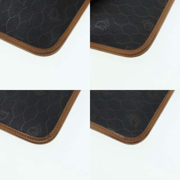 DIOR Chain Shoulder Bag Pvc Leather Black Brown Gold - Picture 10 of 12